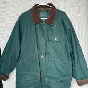 Preston & York Green Jacket with Brown Corduroy Collar